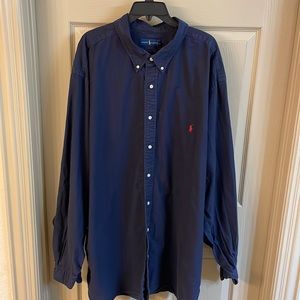 Ralph Lauren thick long sleeve button down, 4XLT, Navy, some wear